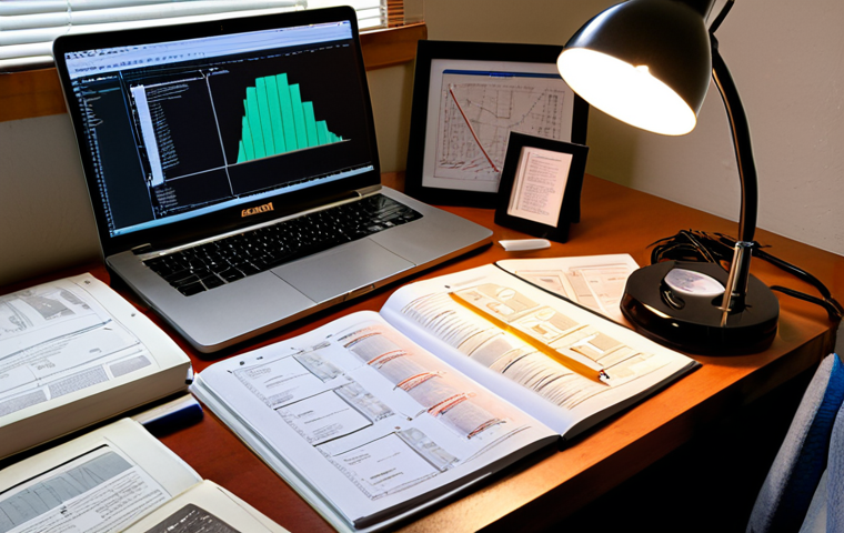 **Image Prompt 1:** A focused student intensely studying railway engineering diagrams at a desk illuminated by a desk lamp. Scattered around are open textbooks (AREMA Manual visible), practice exams with marked answers, and a half-empty coffee cup. A laptop displays a Coursera online course on advanced signaling systems. The overall atmosphere is one of dedicated preparation and determination.