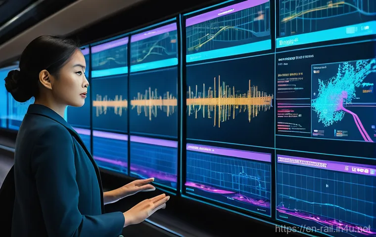 철도 시스템 예측 유지보수 사례 - **Prompt:** A visually stunning, futuristic control center overseeing a sprawling railway network. A...