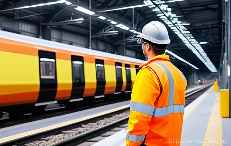 철도 시스템 예측 유지보수 사례 - **Prompt:** A close-up, dynamic shot of a high-speed train moving along a modern, well-maintained tr...