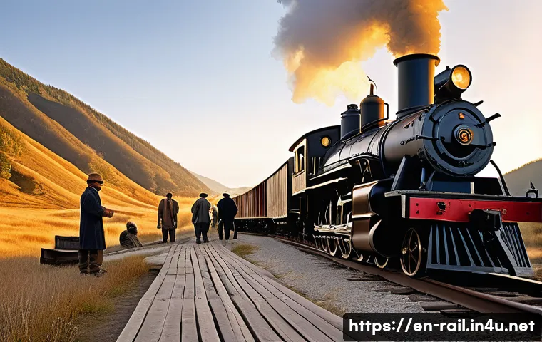 철도기사와 국가산업 발전 기여도 - **Prompt:** A historical scene depicting a diverse team of determined railroad engineers from the la...