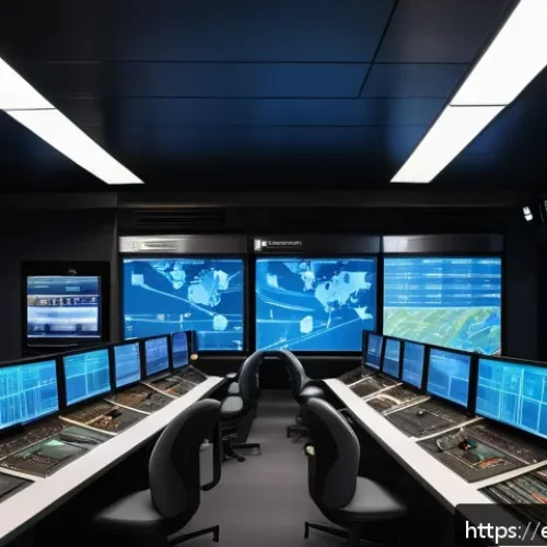 Home 30 철도기사와 관련된 공기업 취업 정보 - A modern railway control room bustling with activity, featuring diverse engineers and systems analys...